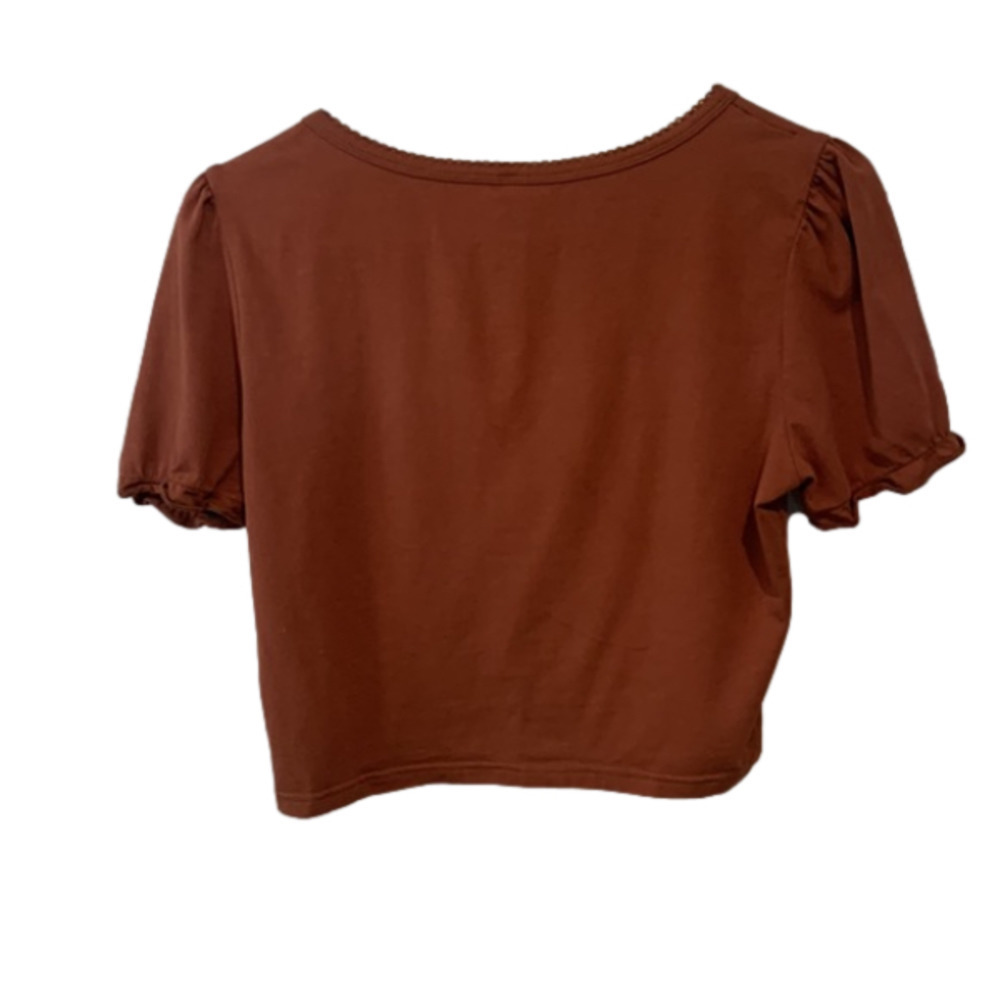 Shein Chocolate Brown Short Sleeve  Crop Top XL Used - Picture 5 of 5